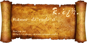 Rubner Árpád névjegykártya